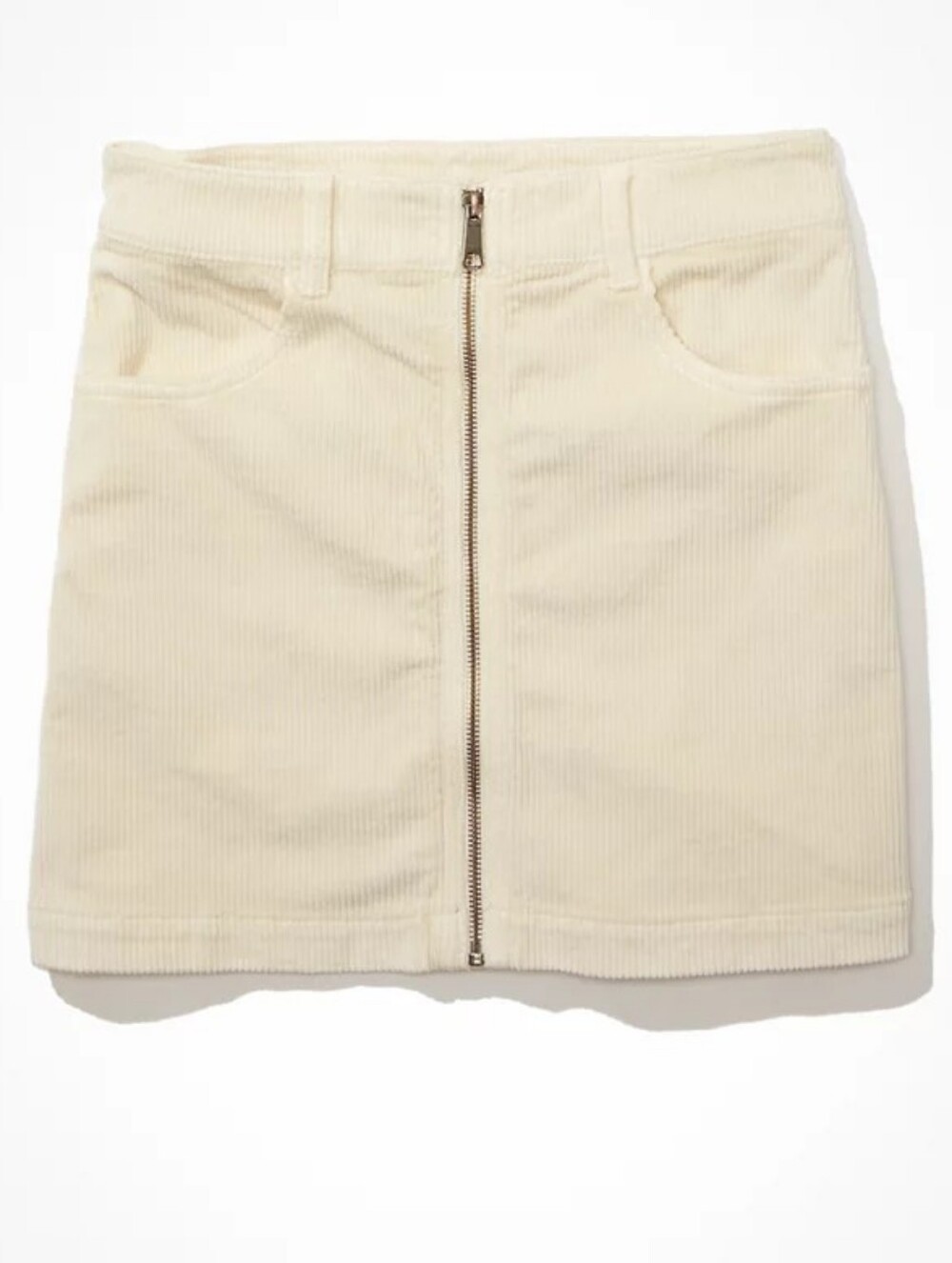 American Eagle Corduroy Super Hi-Rise A-Line Zip Up Mini Skirt